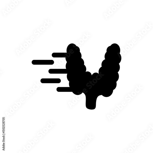 Icon showing hyperthyroidism with fast arrows indicating increased activity
