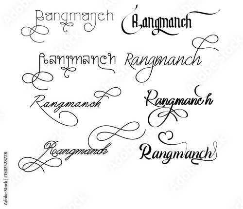 Rangmanch Calligraphy Typography Logo, Rangmanch Monogram Emblem - Modern Calligraphy Logo for Branding  