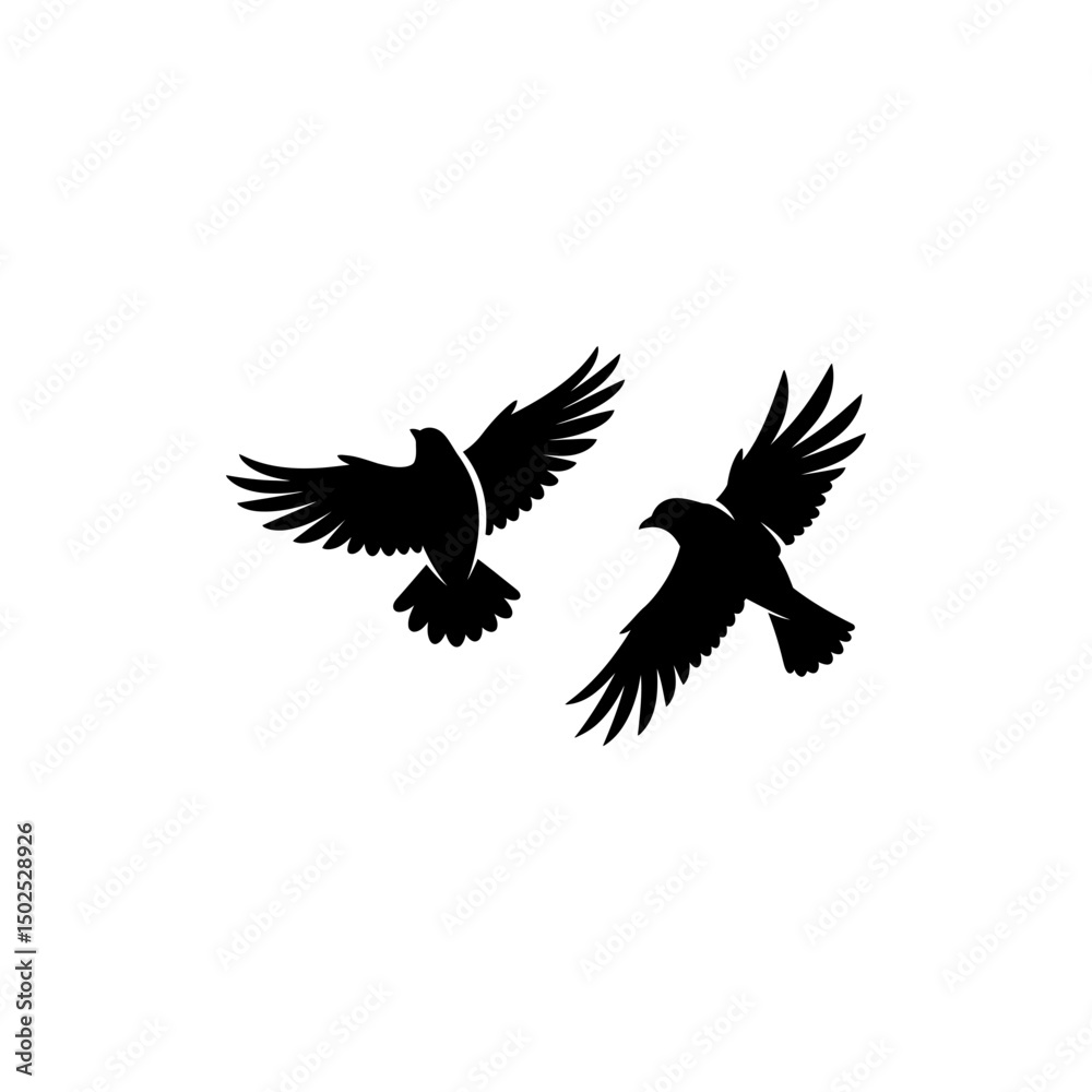 Obraz premium Two Birds Flying Icon