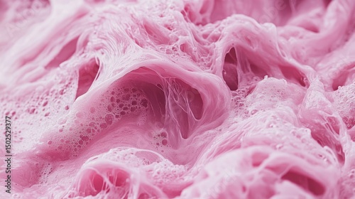 Abstract pink textured swirls with bubbly foam, creating a dreamy, ethereal, and organic visual