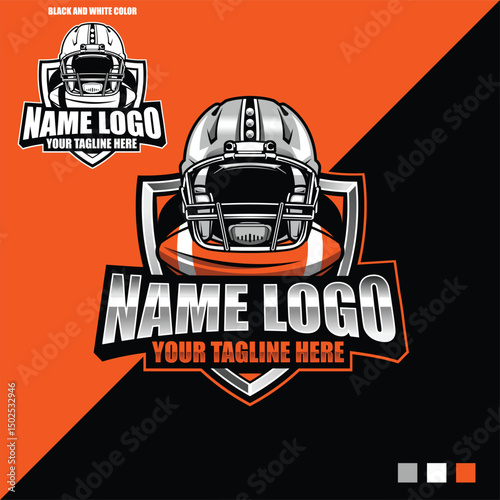 American football logo badge vector isolated. American football concept for stamps and emblems templates. Helmets for playing American football