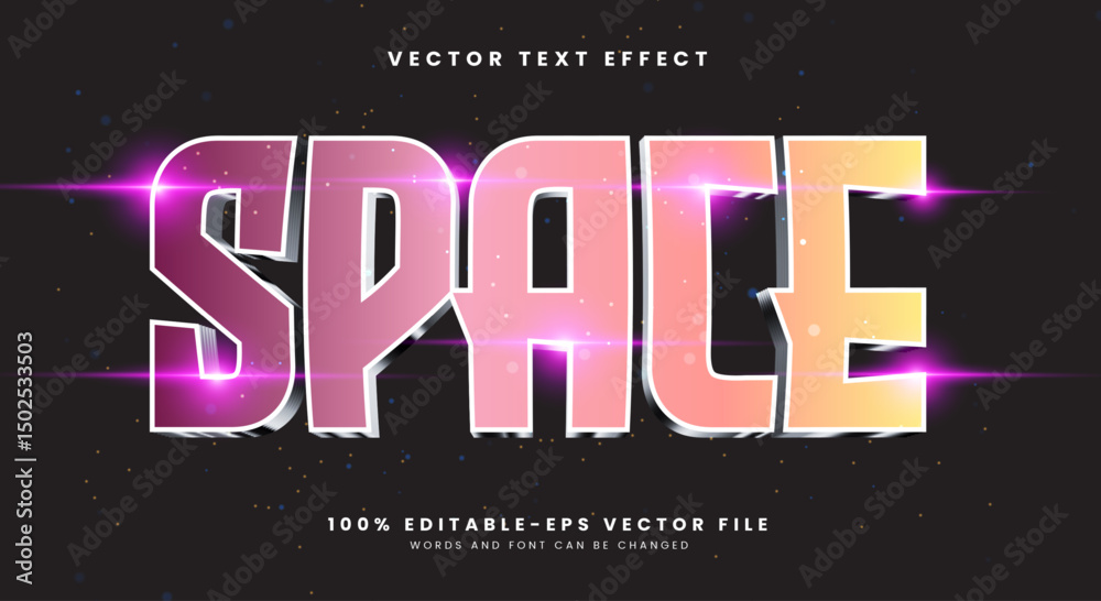 Space 3d editable text effect template suitable for outer space style theme
