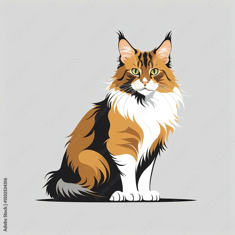 Obraz premium 広い胸幅に立派な飾り毛がキュートなメインクーン