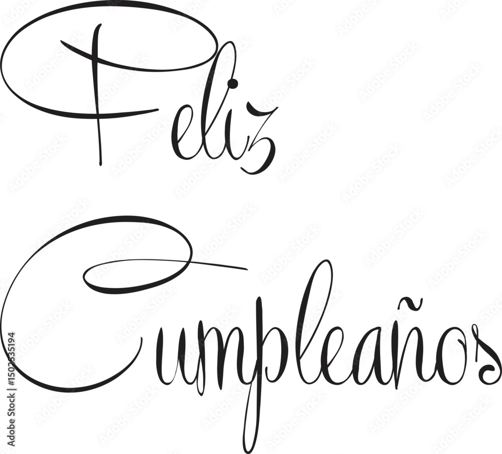 Elegant Happy Birthday Calligraphy in Spanish Feliz Cumpleaños