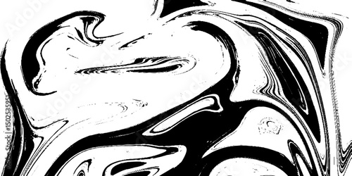 Abstract grunge background. Ink marbling texture. Black and white. Hand drawn marble illustration