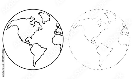 wolrld, illustration, earth, business, map, vector, world, outline, ecology, global, icon, line, continent, globe, planet, geography, sign, symbol, airplane, set, network, doodle, contour, abstract, b