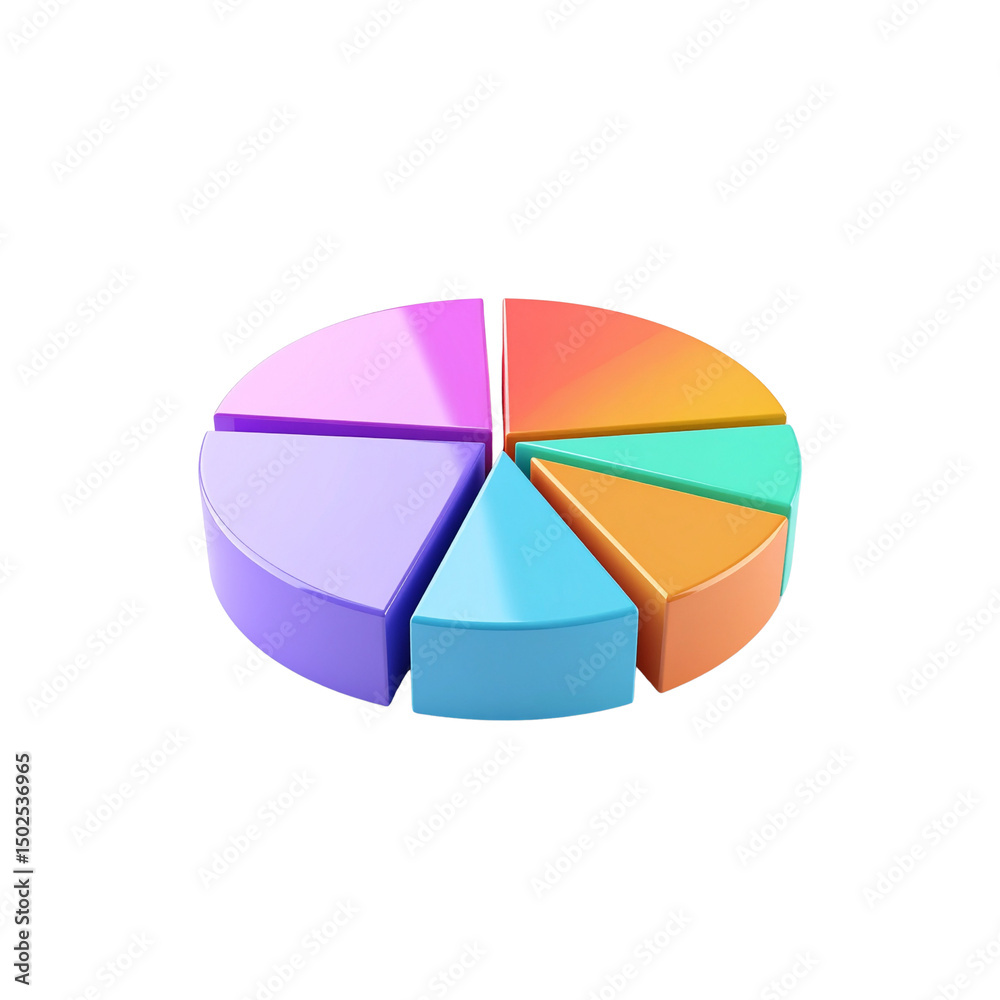 Obraz premium Colorful 3d pie chart data infographic presentation on transparent background
