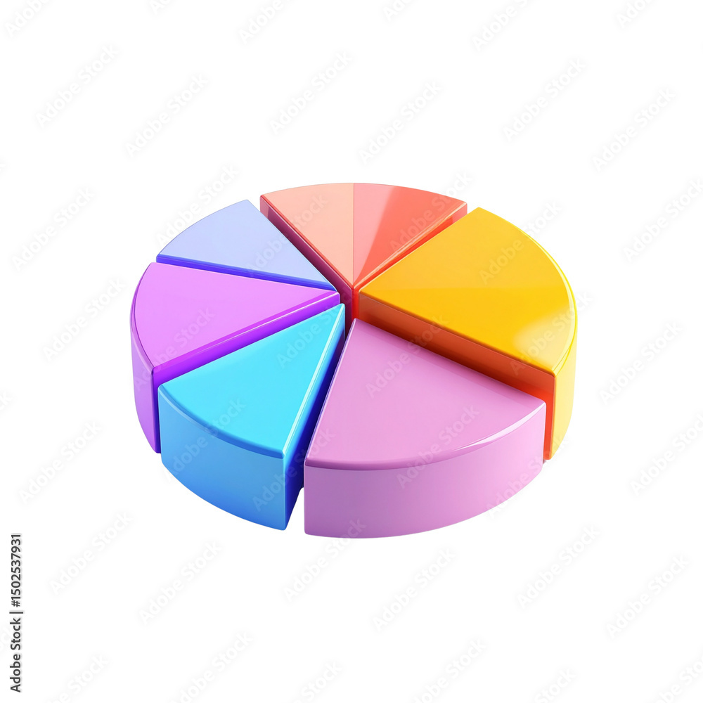 Obraz premium Colorful 3d pie chart data infographic presentation on transparent background