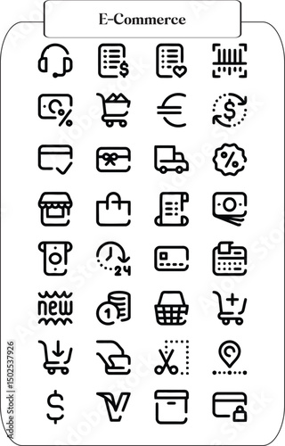 E-commerce Icon Set 30+ Line Icons for Online Shopping and Business