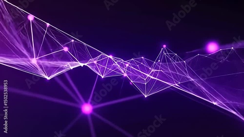 Abstract purple network design with interconnected lines and glowing nodes.