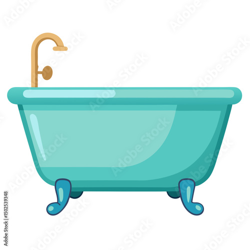 a vintage-style clawfoot bathtub no background vector file.