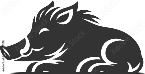 Drawing of a black boar vector silhouette