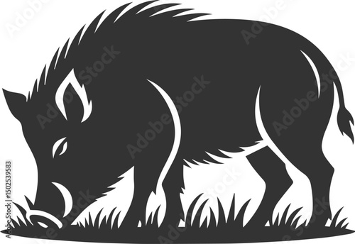 Drawing of a black boar vector silhouette