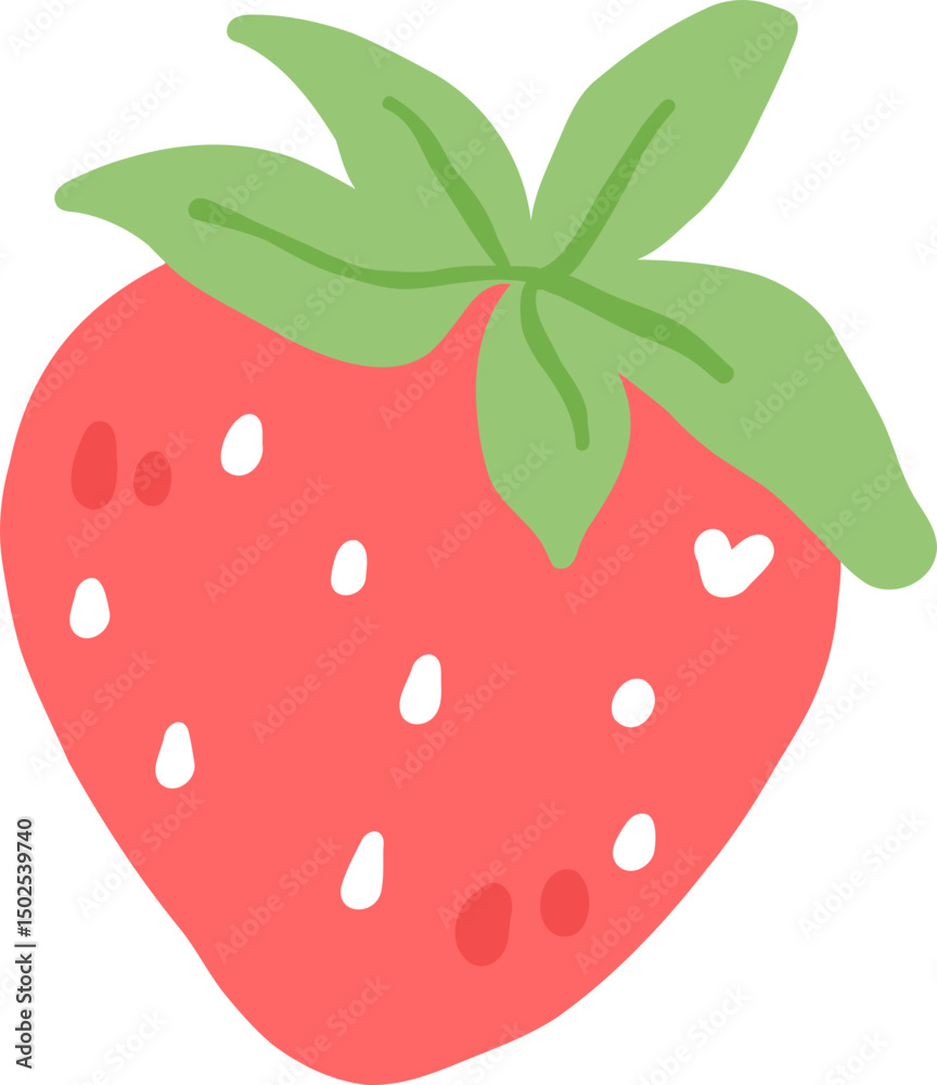 Obraz premium Strawberry Illustration, Juicy Fruit Clipart, Fresh Summer Berry Art