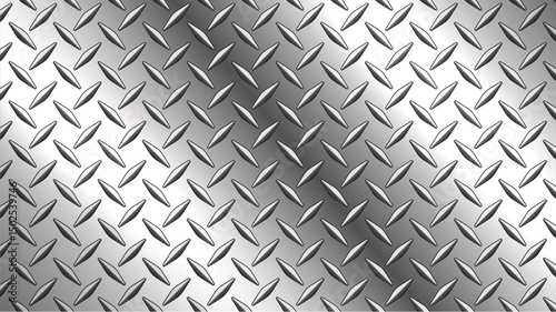 Diamond texture metal sheet, shiny chrome silver, industrial diamond plate pattern.