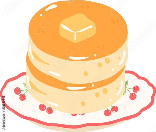 Pancake Illustration, Cozy Breakfast Clipart, Rustic Food Art