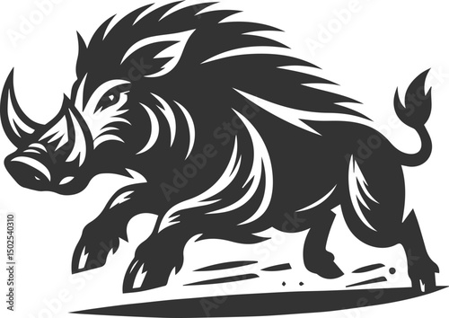 Drawing of a black boar vector silhouette