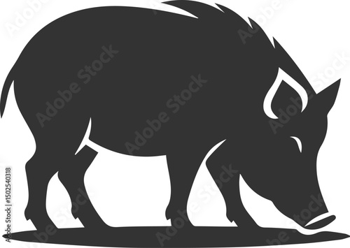 Drawing of a black boar vector silhouette