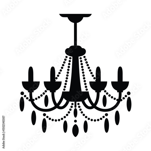 Elegant Chandelier Silhouette vector Art & Illustration