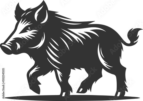 Drawing of a black boar vector silhouette