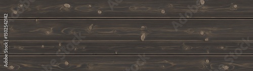 Four horizontal dark wooden planks with knots and grain