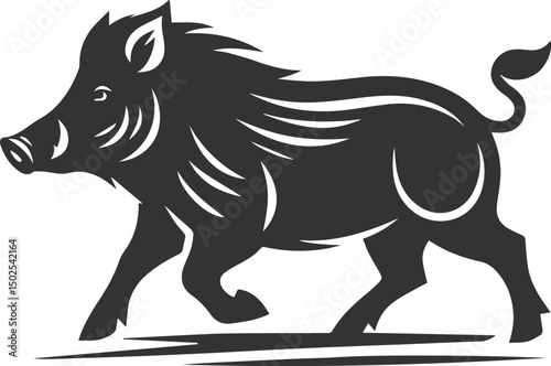 Drawing of a black boar vector silhouette