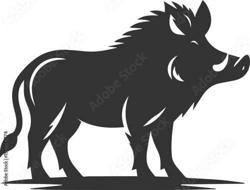 Drawing of a black boar vector silhouette