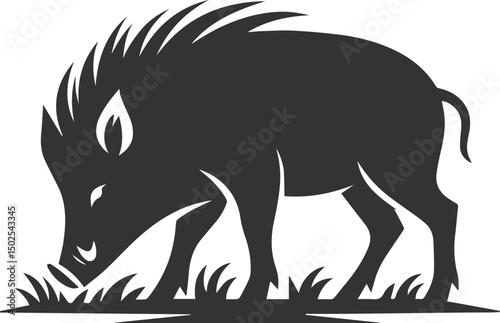 Drawing of a black boar vector silhouette