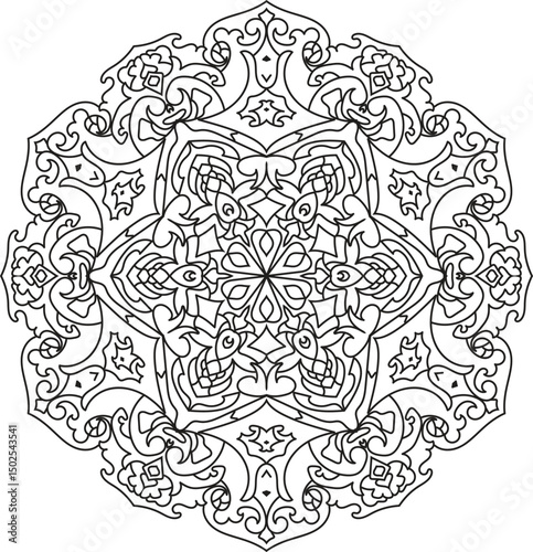Ornate Mandala Art Design - Detailed Coloring Page for Advanced Relaxation & Mindfulness