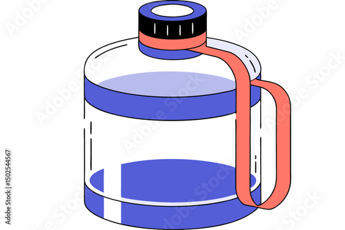 Transparent plastic water bottle filled with blue liquid with a modern design and realistic reflections ideal for hydration wellness and eco friendly product visuals