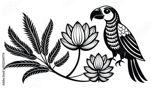 Parrot beak lotus berthelotii and claw detailed vector illustration