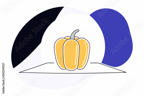 Orange bell pepper illustration with ripe juicy appeal perfect for recipe cards kitchen decor farmer’s market signage or diet and nutrition visual resources