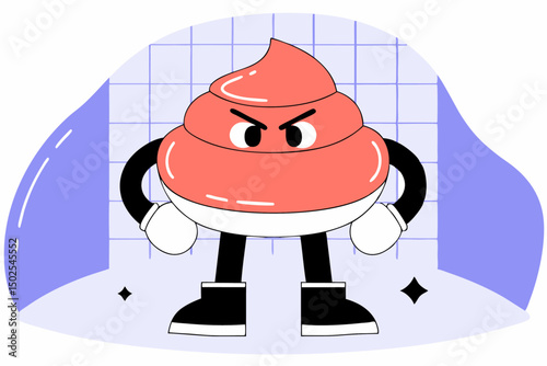 Cartoon poop character with a furious face showing exaggerated emotion ideal for fun illustrations novelty designs or comical messaging and playful visuals