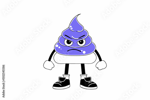 Comical poop figure with cartoonish anger providing a humorous visual element for entertaining art content gag designs or parody-related creative work
