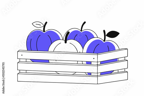 Ripe delicious juicy apples arranged in a wooden crate with rich textures and vibrant colors ideal for culinary artwork, farmers market posters, and fresh produce branding.