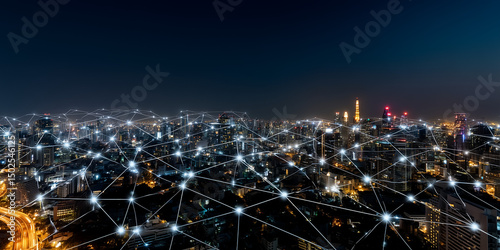 Wallpaper Mural Digital transformation and cloud services in enterprise software urban skyline connectivity at night Torontodigital.ca