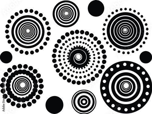 Adobe Illustrator Artwork Set of spiral elements. Funnel icon collection. Black spiral decoration
