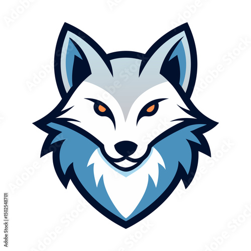Arctic fox head mascot logo vector art illustration