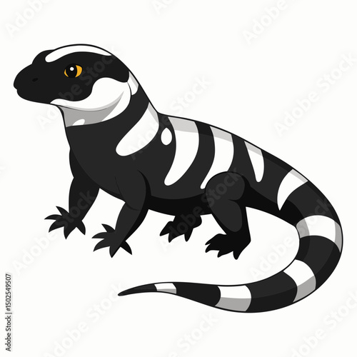 Realistic full-body image of an Argentine Black and White Tegu on a white background