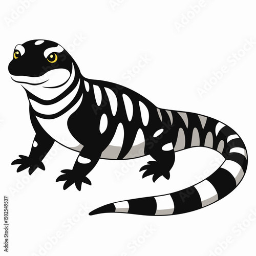 Realistic full-body image of an Argentine Black and White Tegu on a white background