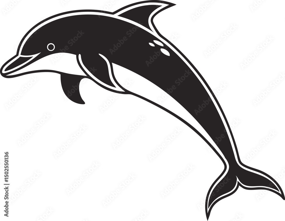 Fototapeta premium Jumping Dolphin Fish Design Illustration for Print. Artistic Jumping Dolphin Fish Illustration for T Shirts. Colorful Jumping Dolphin Fish Design for Graphic Use