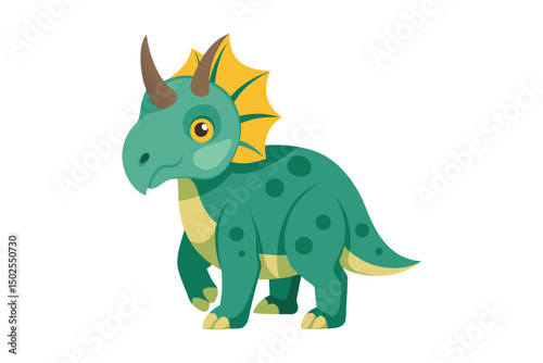 Cartoon funny triceratops dinosaur on white background