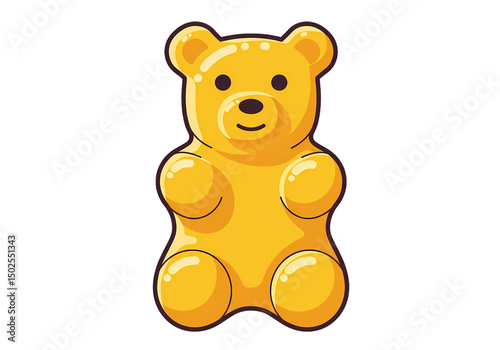 Cute Yellow Gummy Bear Candy  Pixel Art Illustration isolated on transparent background