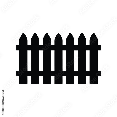 Simple Picket Fence Silhouette vector Art & Illustration
