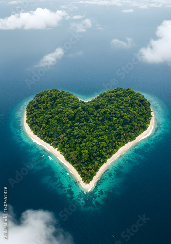 Heart-Shaped Island Aerial View