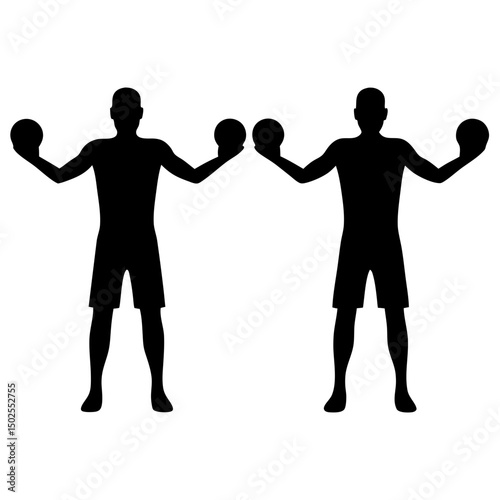 Male Volleyball Players Silhouette Set

