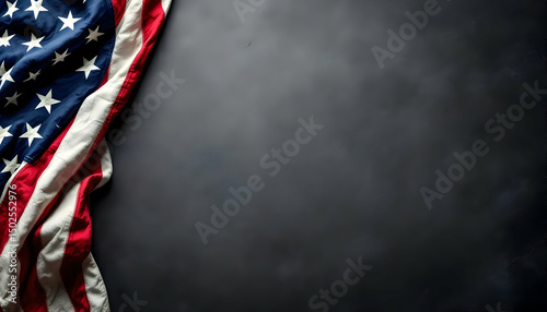 Veterans Day American Flag with Dark Blank Space - Patriotic Concept with Copy Space Background.