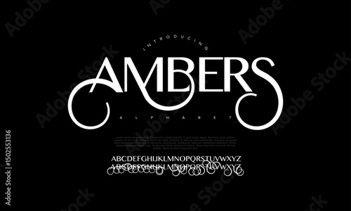 Sophisticated serif display font featuring decorative swashes and luxurious elegance. Ideal for branding, fashion, and high-end editorial designs