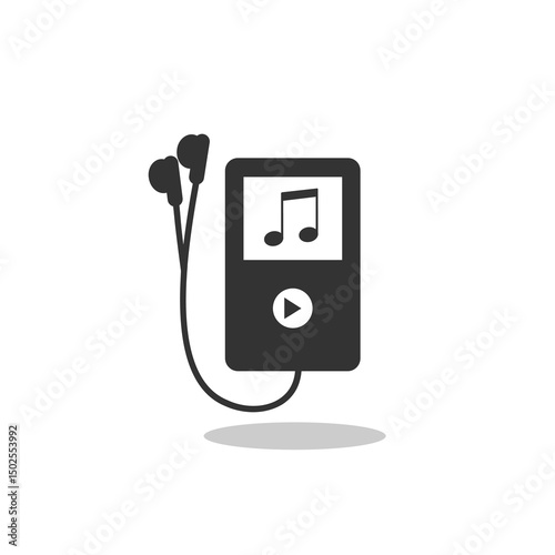 Flat Music Player Icon with shadow