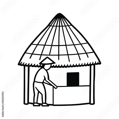 Mayan Artisan Building Thatched Roof Palapa